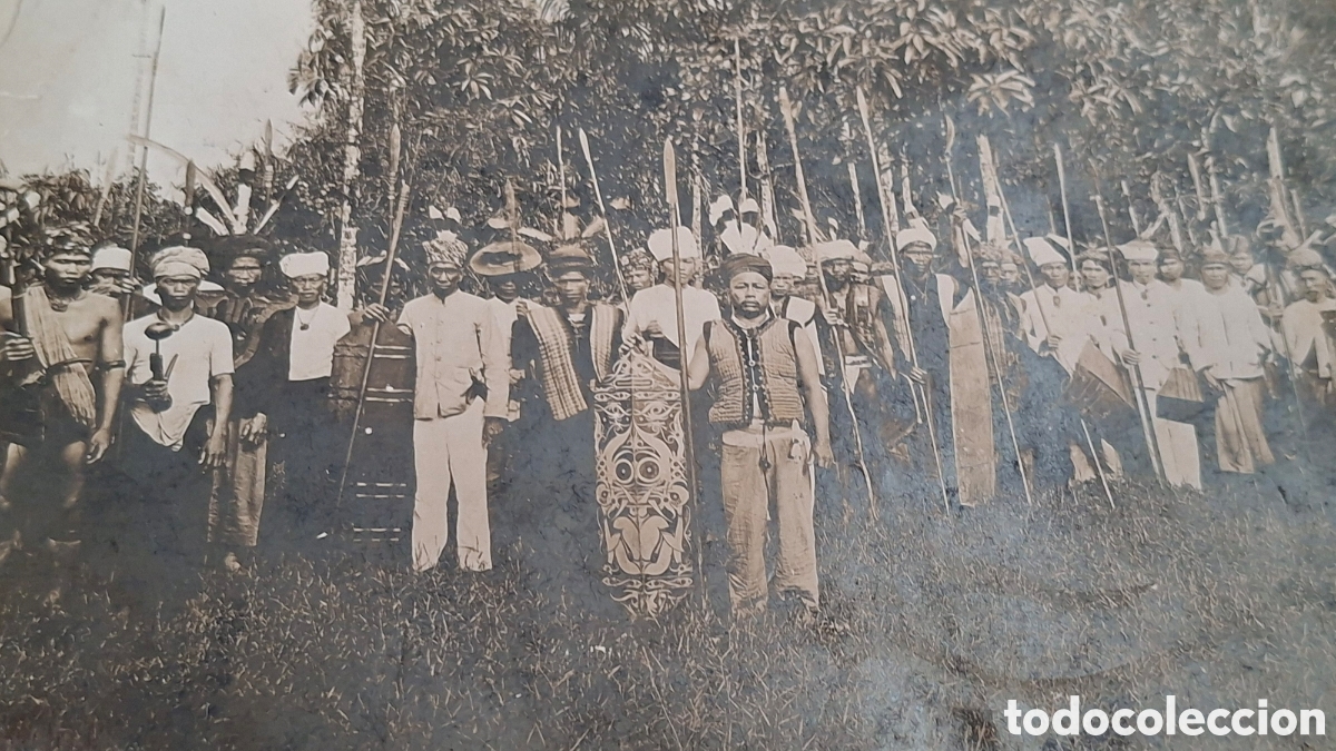 Postales: Tarjeta postal Singapur a Manresa Barcelona 1924 Nativos tribu ind&iacute;genas 1924