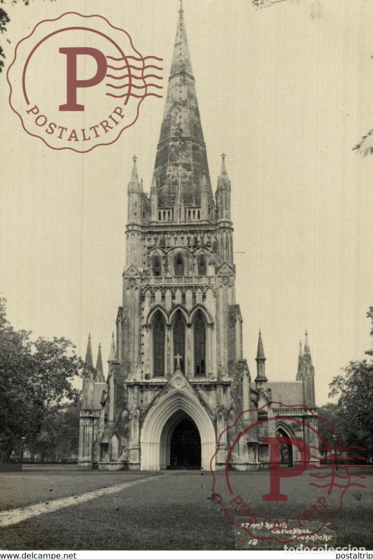 Postkarten: ST ANDREWS CATHEDRAL FRONT VIEW RPPC SINGAPORE SINGAPUR ASIA