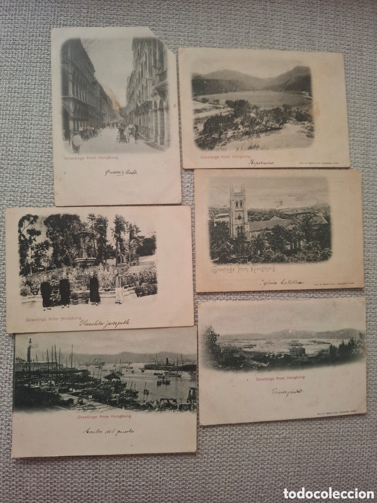 Postales: 5 ANTIGUAS POSTALES DE HONG KONG SIGLO XIX A&Ntilde;O 1899 RARISIMAS SIN CIRCULAR CHINA ASIA