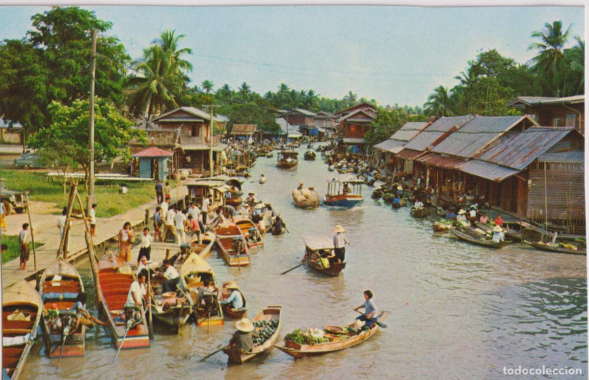 Postales: TAILANDIA, BANGKOK MERCADO FLOTANTE DE BAT SAI - PHOTO THAI SILPA 1049 - S/C