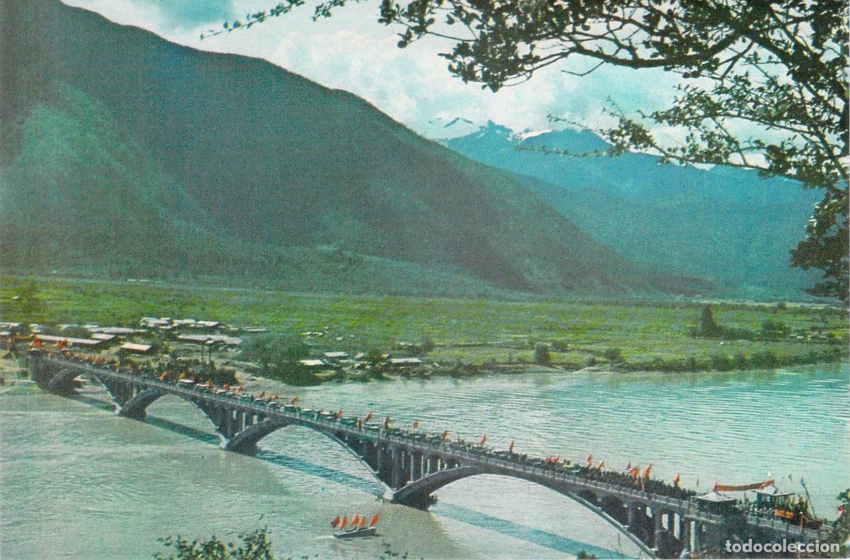 Postales: Postal de Puente Moderno sobre el R&iacute;o Yalutsangpo, T&iacute;bet