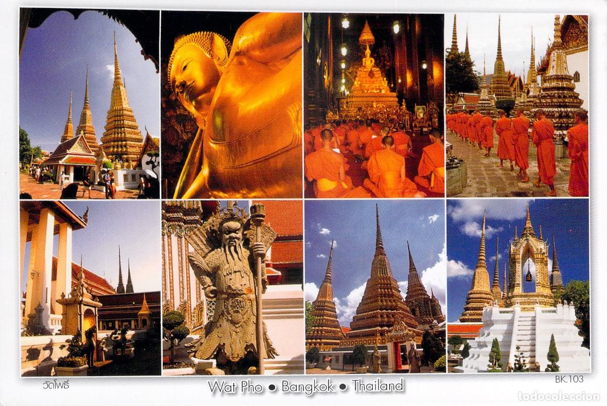 Postales: Postal de Wat Pho en Bangkok Tailandia con Buda Reclinado