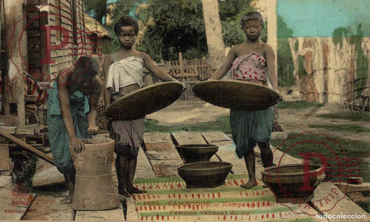 Cartoline: Kompong Cham - Femmes vannant du riz. CAMBODIA ASIA ASIE INDOCHINE