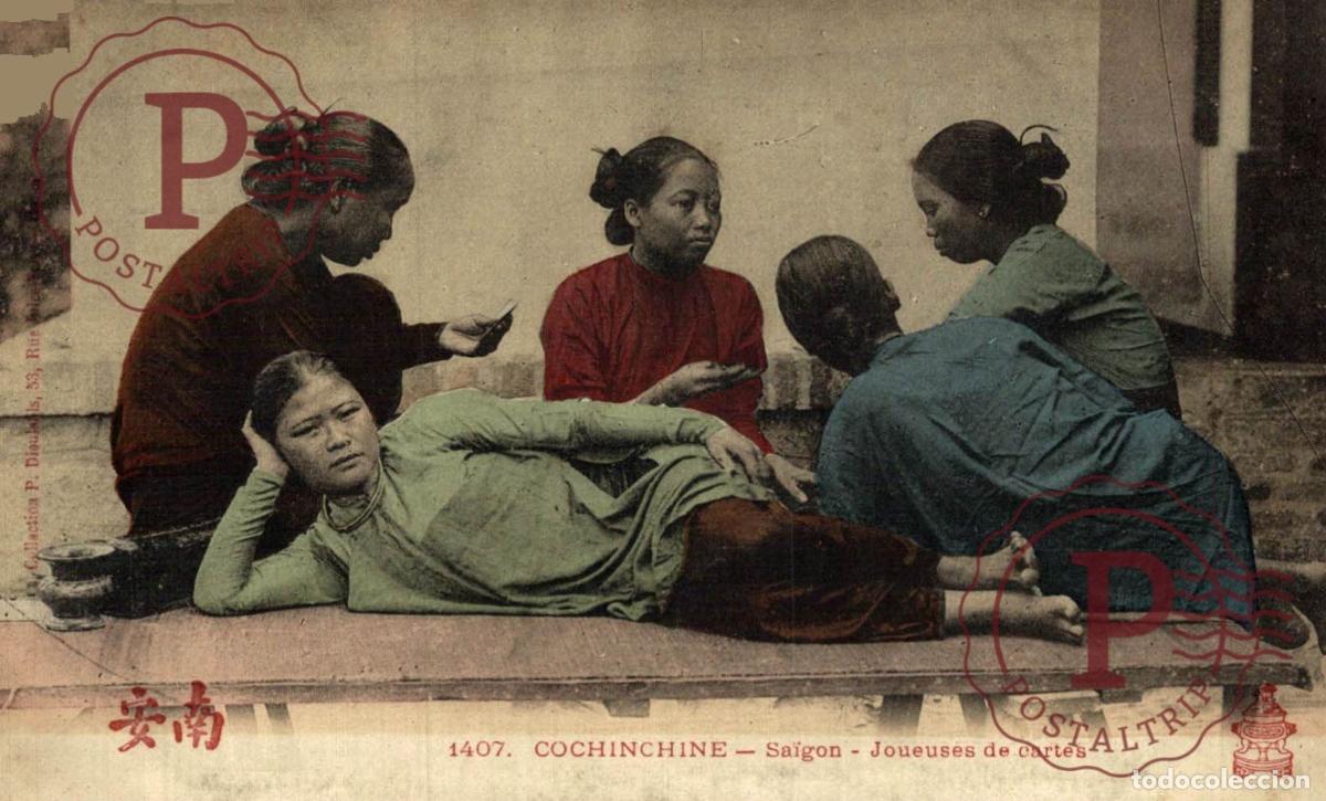 Postales: COCHINCHINE SAIGON JOUEUSES CARTES ASIA ASIE INDOCHINE