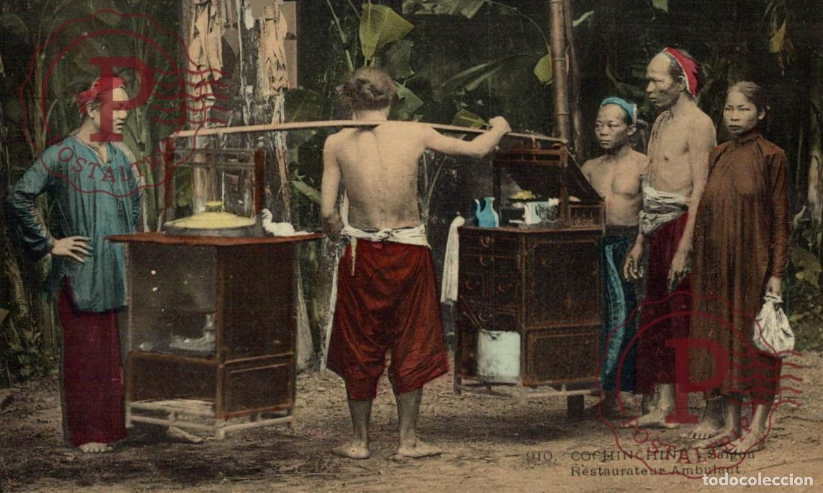 Postales: COCHINCHINE Indochine SAIGON RESTAURATEUR AMBULANT Vi&ecirc;t-Nam ASIE INDOCHINE