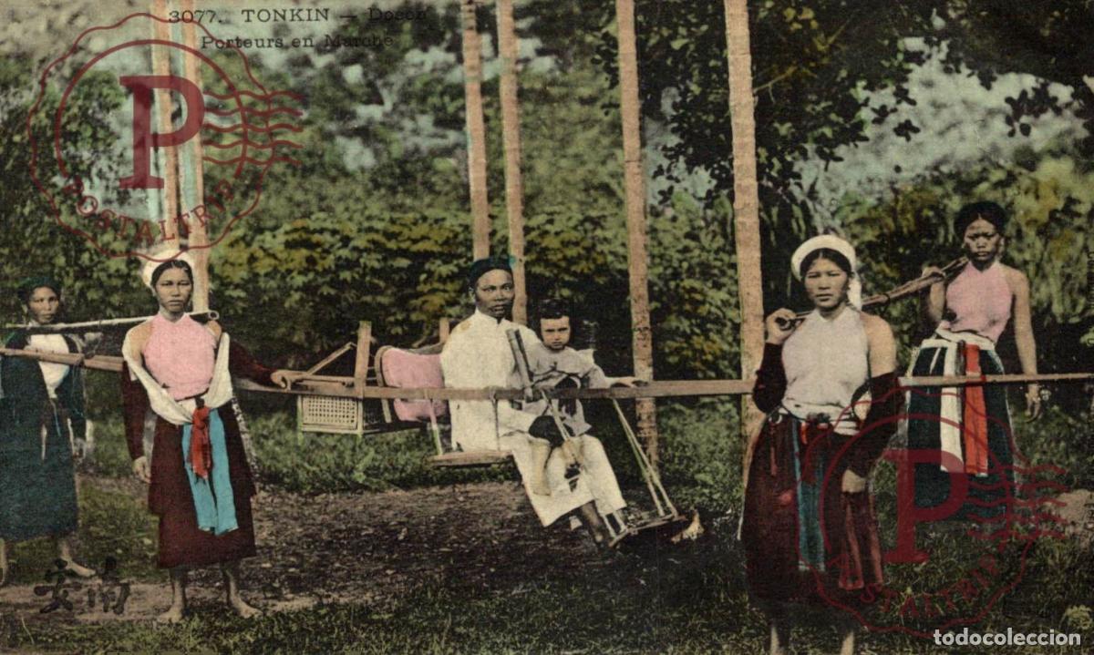 Postales: TONKIN - PORTEURS EN MARCHECOCHINCHINE ASIE INDOCHINE