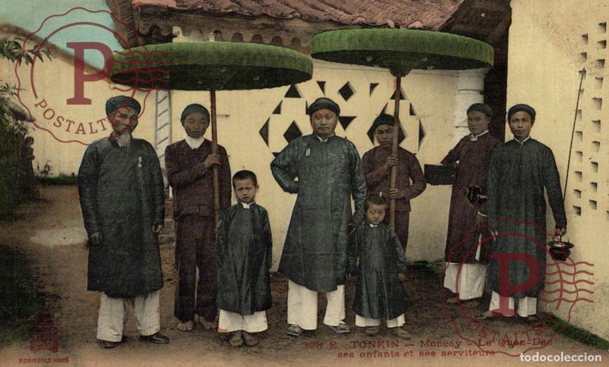 Postales: Viet Nam - Tonkin - MONCAY - Le Quan Dao ses enfants et ses serviteurs ASIE INDOCHINE