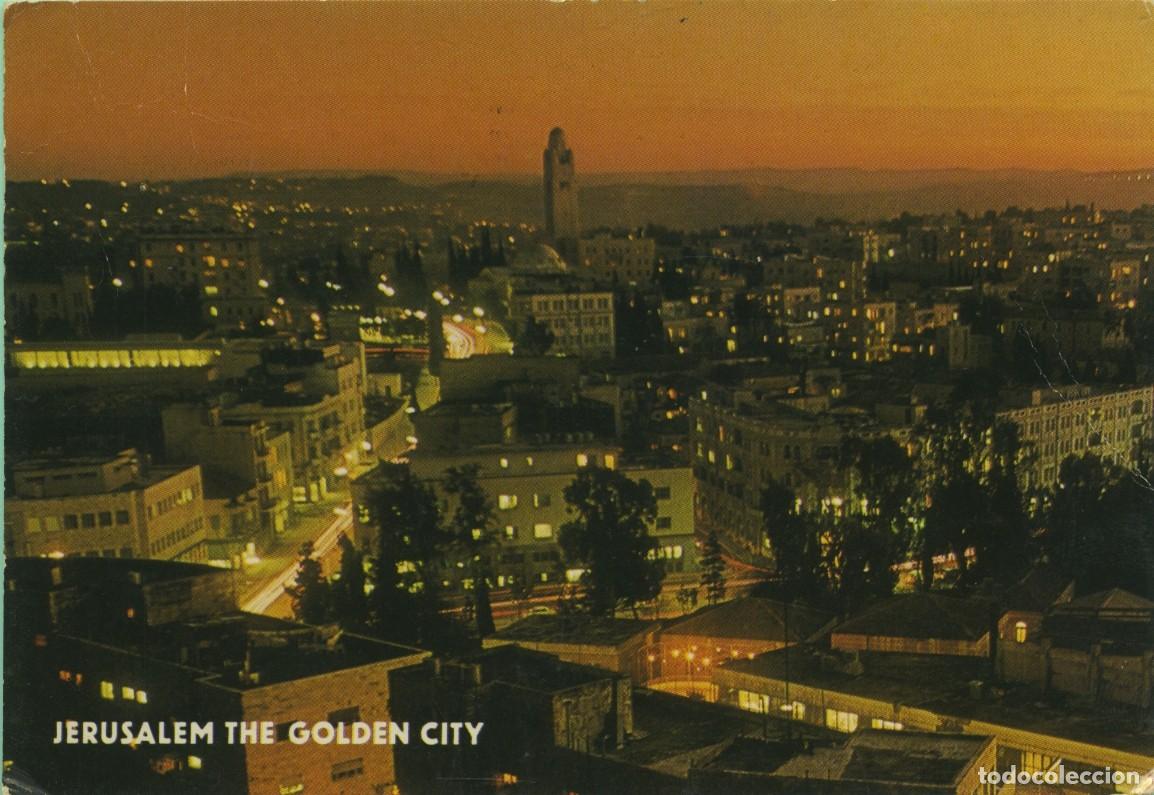 Postales: N&ordm; 9919-JERUSALEM. Vista parcial de noche. Circulada en 1973. ED. PALPHOT
