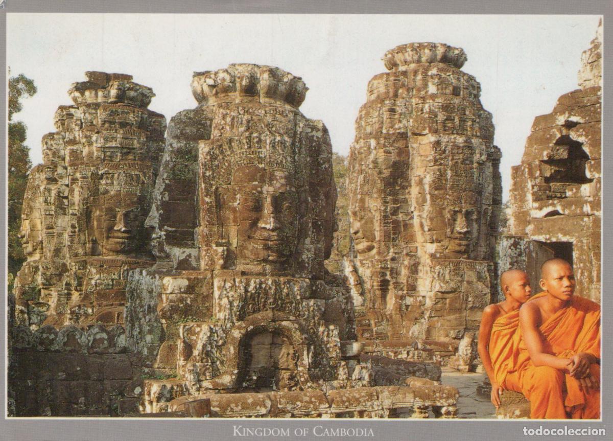 Postales: Cambodia Siem Reap Bayon Temple Ancient Khmer Architecture Monks *YAF630