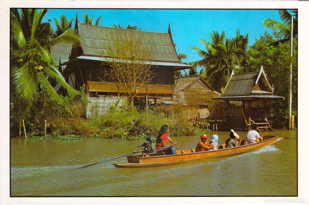 Postales: Postal de Tailandia: Vista panor&aacute;mica de un canal en Bangkok