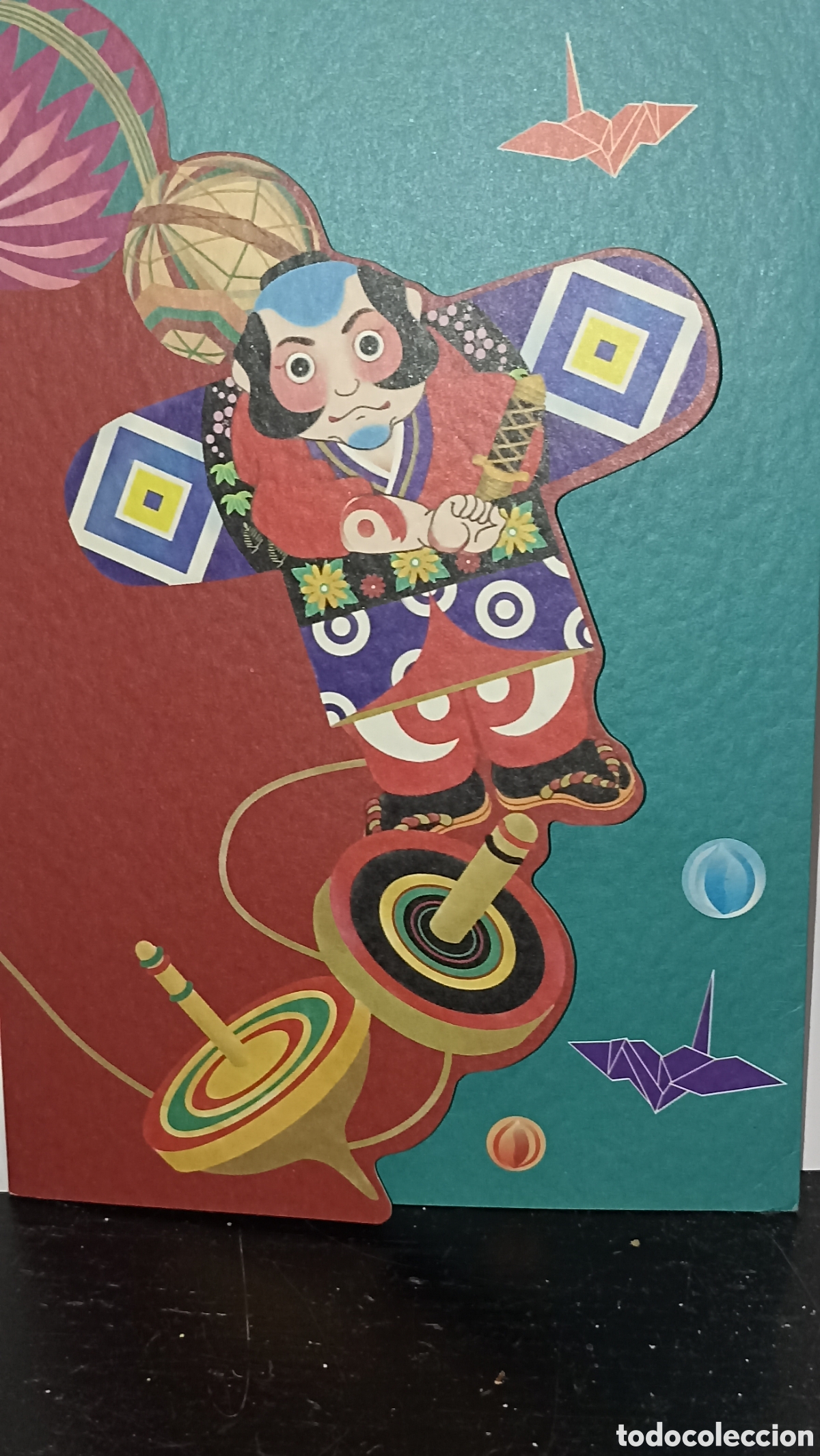 Postales: Tarjeta Felicitaci&oacute;n Navidad Jap&oacute;n Troquelada 2003 - Motivo Kabuki Origami Koma - Chikyu Greetings E