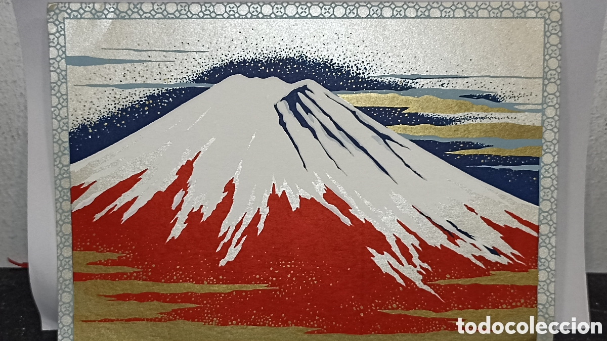 Postales: Tarjeta Felicitaci&oacute;n Japonesa Monte Fuji Rojo - Syobido Chikyu - Sin Usar / Vintage