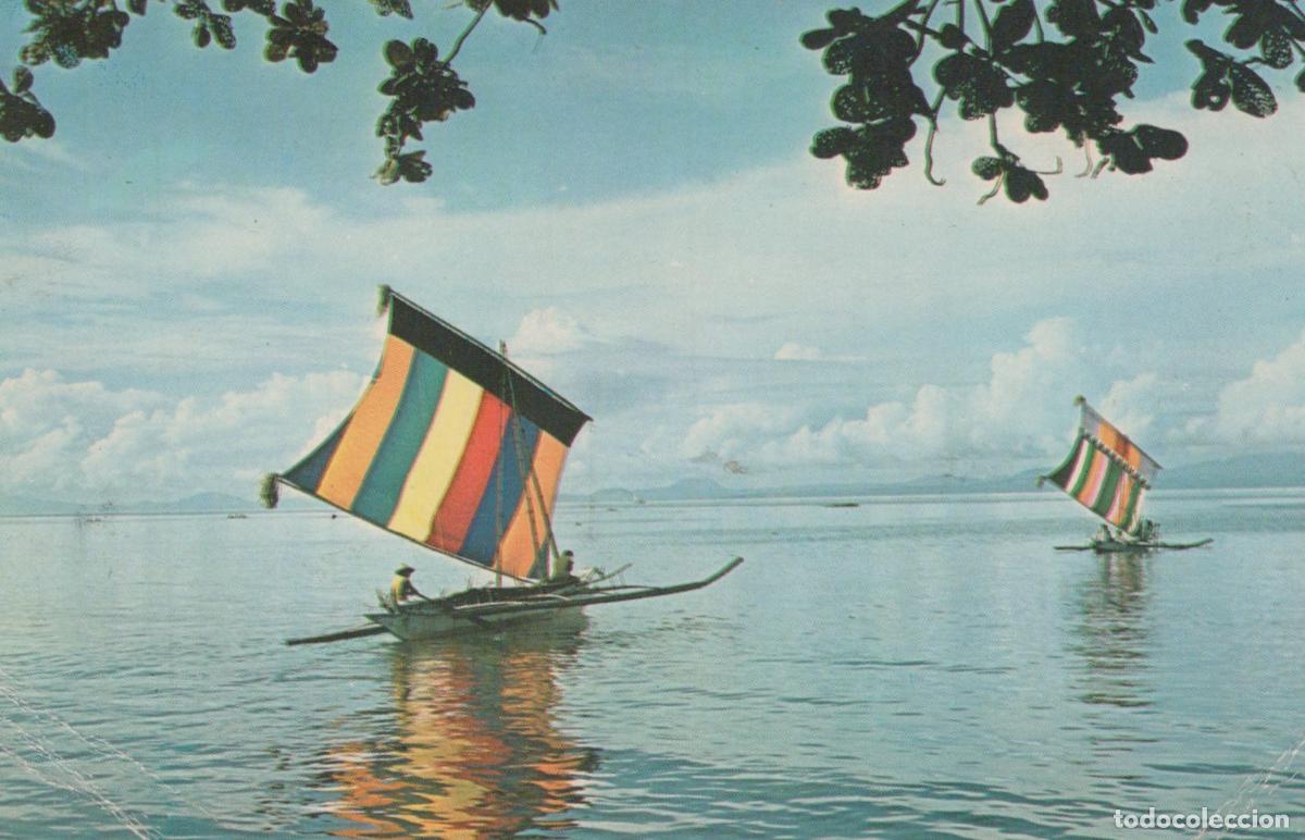 Postkarten: Philippines Cebu Basilan Strait Colorful Sailboats Fishing *YAK314