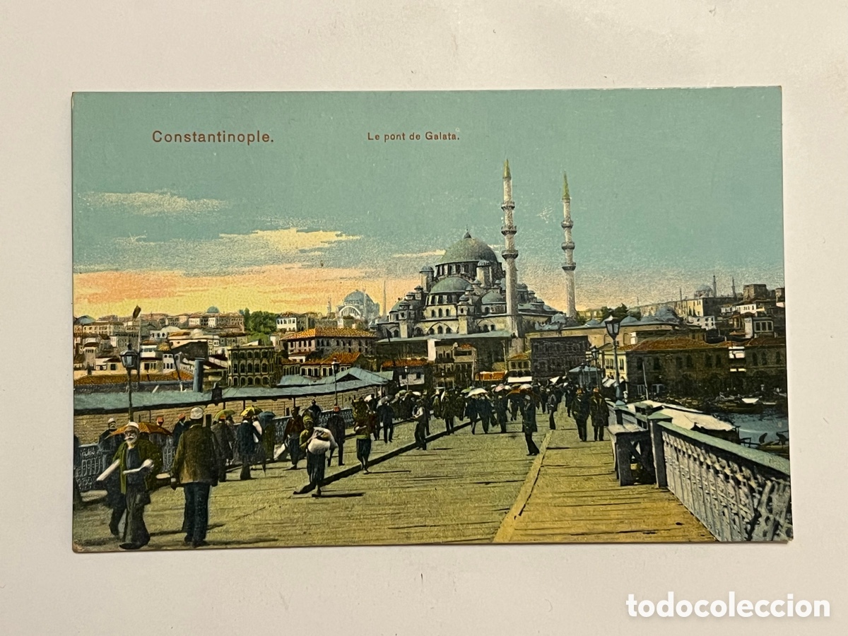 Postales: CONSTANTINOPLA.. Turqu&iacute;a.. Le pont de Galata. Postal antigua coloreada. Sin datos editor