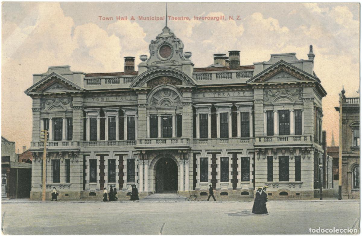 Postales: INVERCARGILL_Town Hall & Municipal Theatre_Fergusson (Gold Medal; 232) / Teatros Asia
