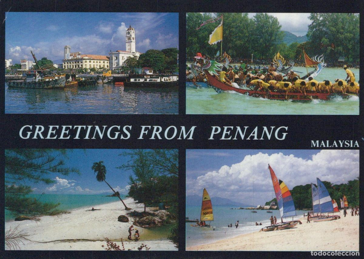Postales: Malaysia Penang Island Collage Waterfront Dragon Boat Race Beaches *YAN153