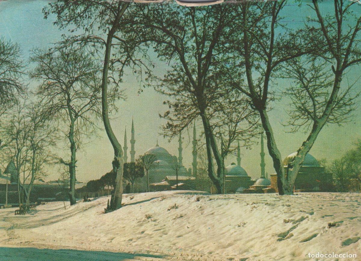 Postales: Turkey Istanbul Blue Mosque Winter Scene With Snow and Bare Trees *YAR591