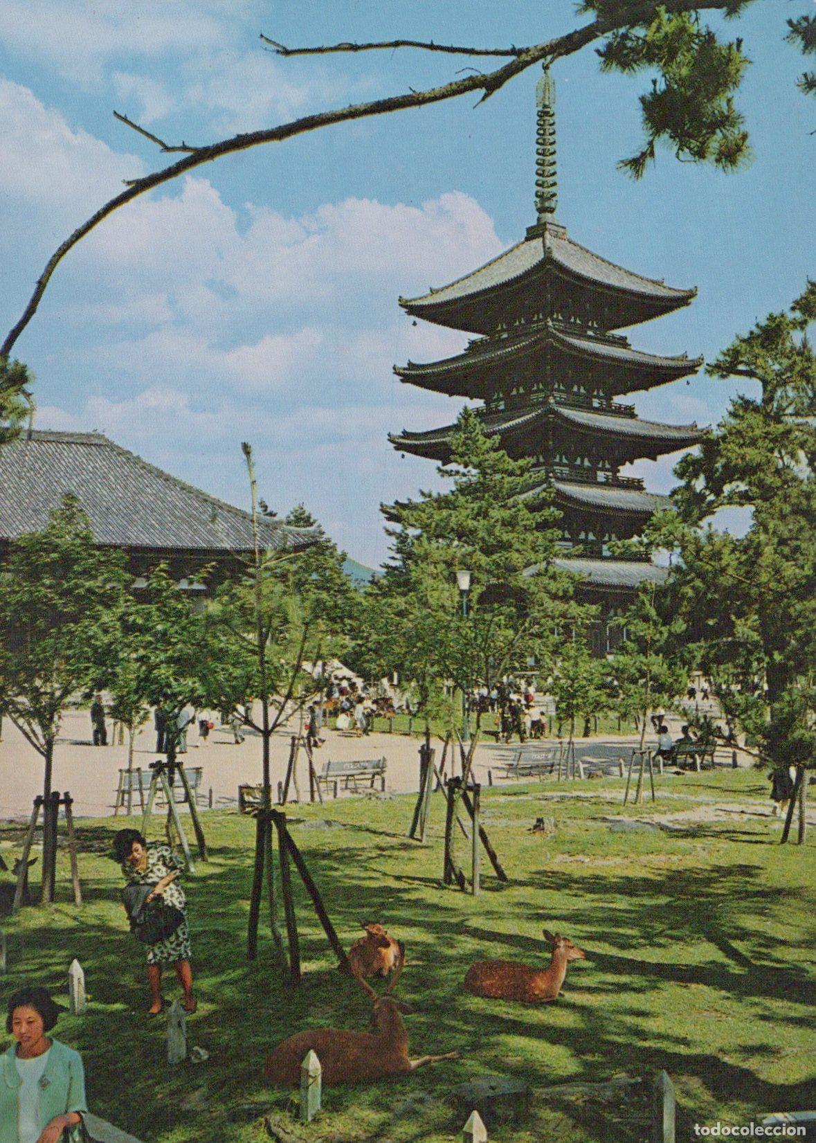 Postales: Japan Nara Kofukuji Temple Five Storied Pagoda With Tame Deer Unposted *YAX901