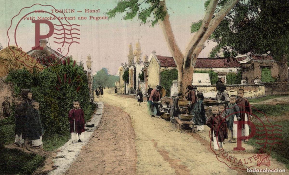 Postales: VIET NAM. VIETNAM. VIETNAM TONKIN HANOI Petit March&eacute; devant une Pagode