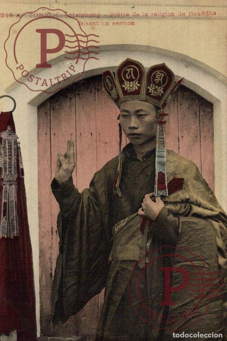 Postales: Asie - vi&ecirc;t - nam tonkin Ha&iuml;phong, Pr&ecirc;tre De La Religion De Bouddha Faisant Un Sermon