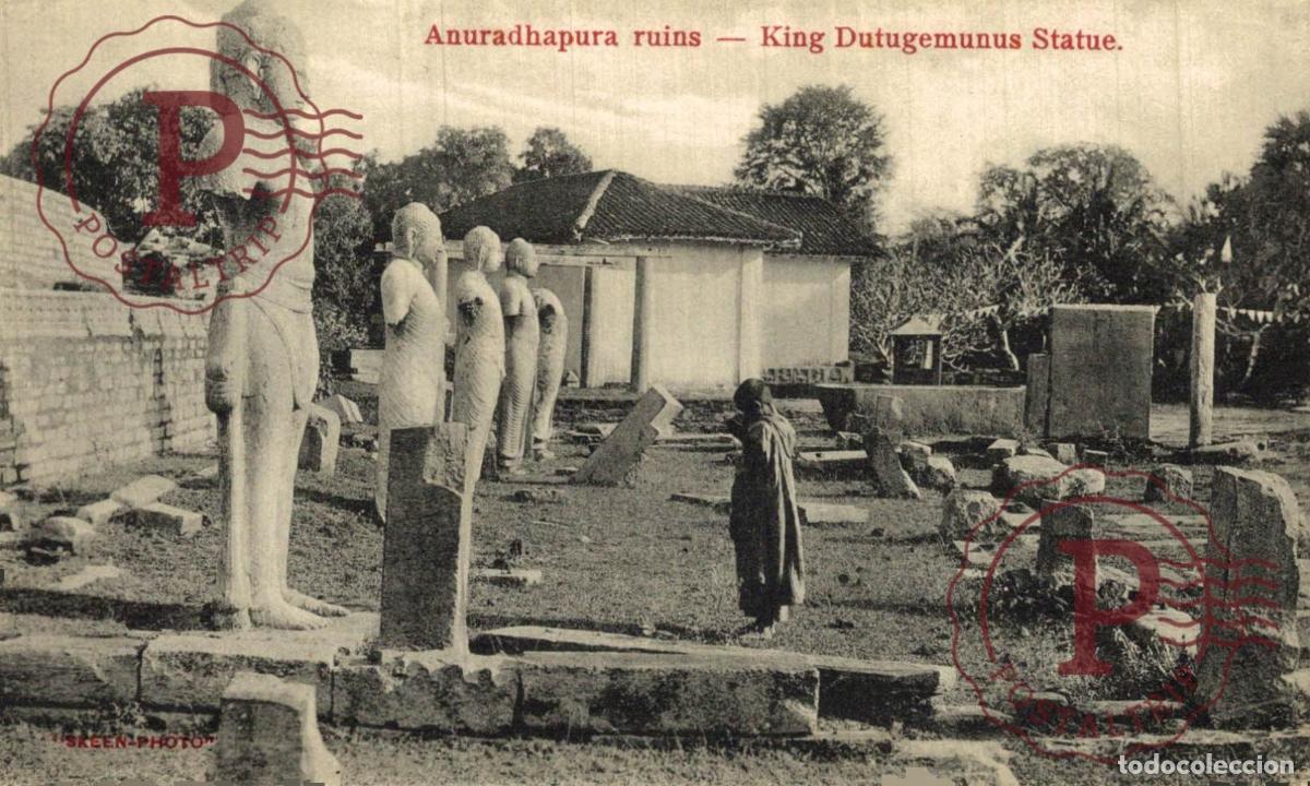 Postales: RARE SRI LANKA CEYLON. Cartolina Anuradhapura Ruins - King Dutugemunus Statue