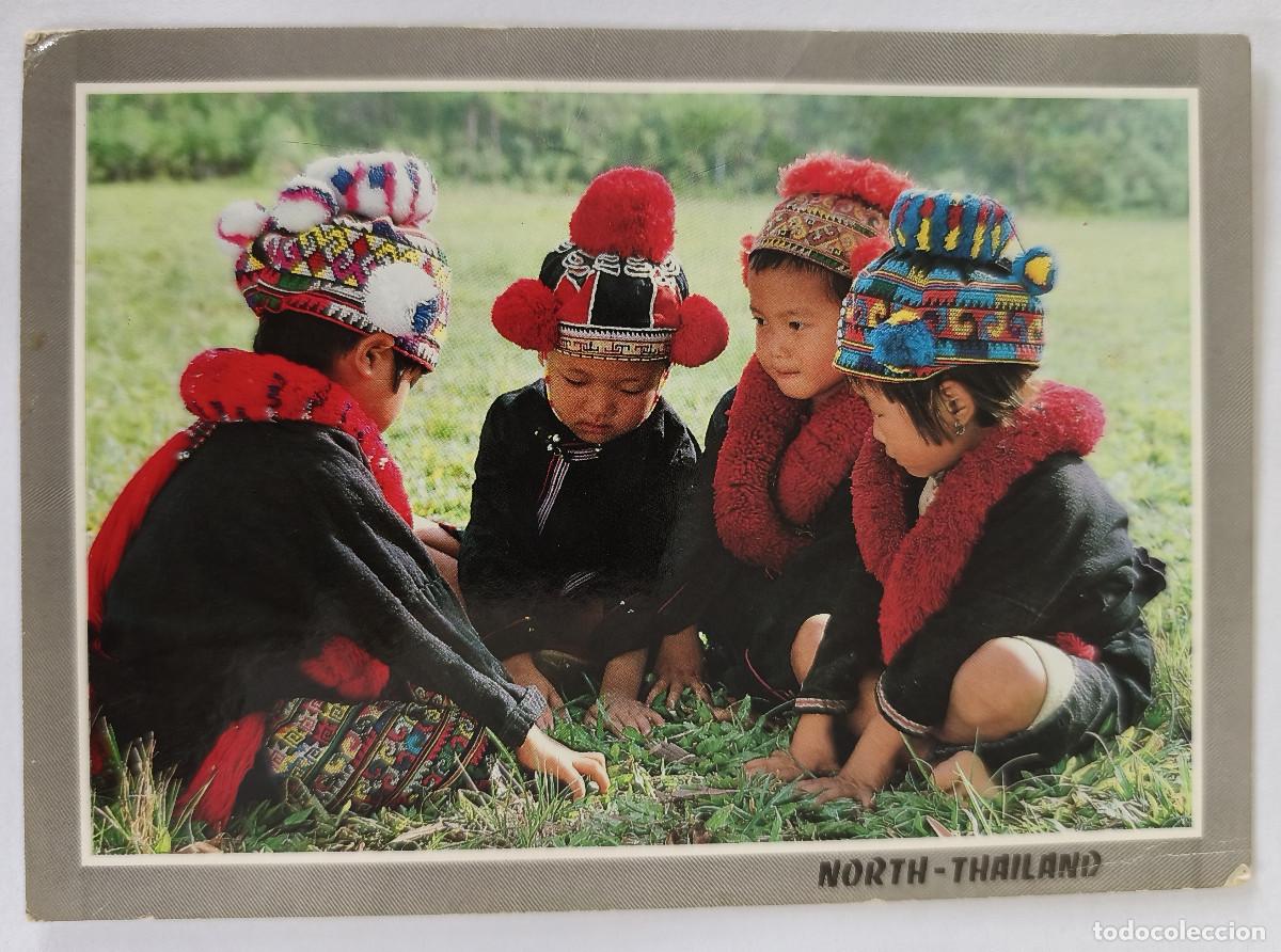 Postales: POSTAL ESCRITA - TAILANDIA Ni&ntilde;os del Norte de Tailandia - 1989 con sellos postales
