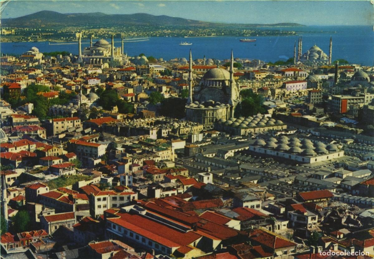 Postales: ESTAMBUL. Turqu&iacute;a. Santa Sof&iacute;a y la Mezquita Azul en la ciudad vieja. Sin circular. ED. KESKIN COLOR