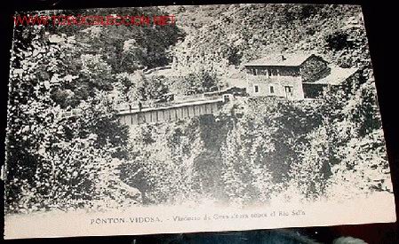 Postais: ANTIGUA POSTAL DE PONTON-VIDOSA - VIADUCTO DE GRAN ALTURA SOBRE EL RIO SELLA  - GALLO PARIS-IRUN