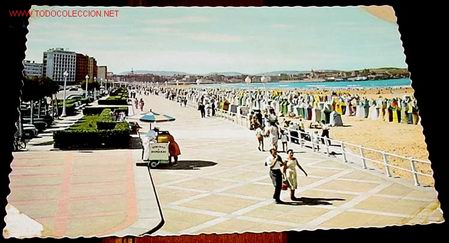 Cartoline: ANTIGUA  POSTAL  DE   GIJON  (ASTURIAS) - PLAYA DE SAN LORENZO - GARRABELLA