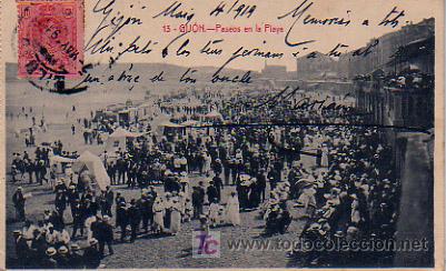 Postales: GIJ&Oacute;N. PASEOS EN LA PLAYA - Foto 1