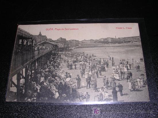 Postais: GIJON, PLAYA DE SAN LORENZO, CLICHE L. VINCK