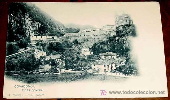 Postais: ANTIGUA POSTAL DE COVADONGA NUM. 1 (ASTURIAS) . HAUSER Y MENET . VISTA GENERAL - SIN DIVIDIR Y ESCRI