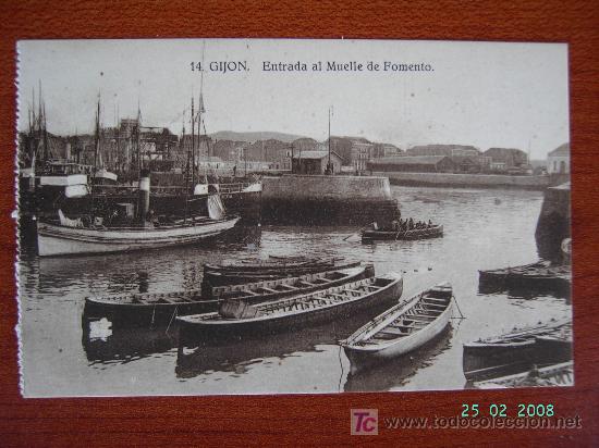 Postales: GIJON - ENTRADA AL MUELLE DE FOMENTO - Foto 1
