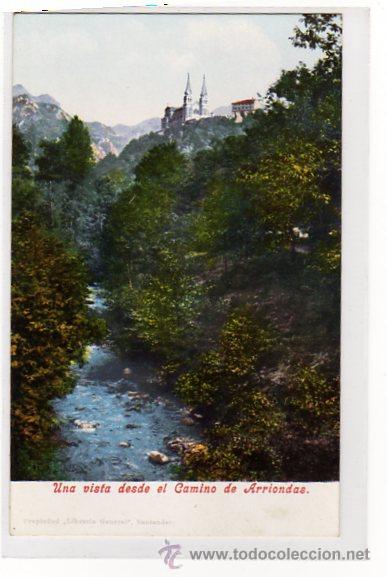 Postkarten: Una vista desde el camino de Arriondas. LIbreria General. Purger & co. n&ordm; 3798. Sin circular.