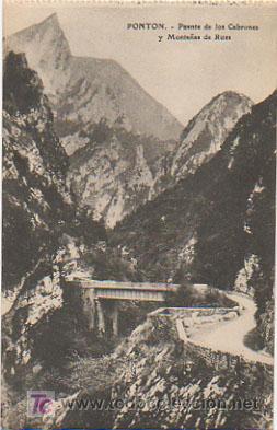 Postales: PONTON. PUENTE DE LOS CABRONES Y MONTA&Ntilde;AS DE RUES. (ED. E J G) - Foto 1