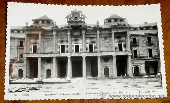 Cartoline: ANTIGUA FOTO POSTAL DE GIJON - N. 78 - RESIDENCIA LABORAL - TEATRO - ED. L. ROISIN - NO CIRCULADA.