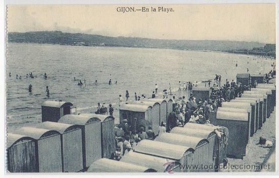 Postais: POSTAL DE GIJON EN LA PLAYA ASTURIAS