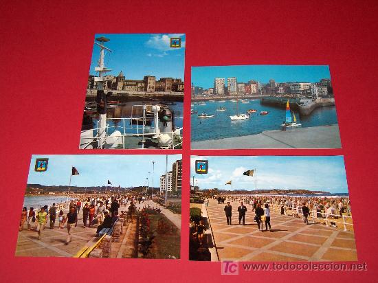 Postais: LOTE DE 4 POSTALES DIFERENTES DE GIJON