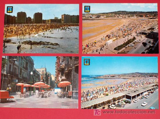 Postais: LOTE DE 4 POSTALES DIFERENTES DE GIJON