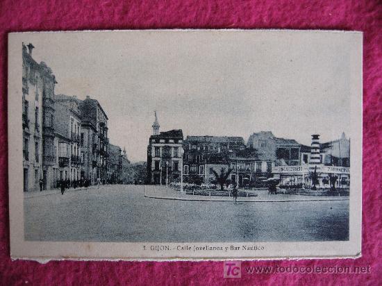 Cartoline: GIJON - CALLE JOVELLANOS Y BAR NAUTICO - SIN CIRCULAR - L.ROISIN