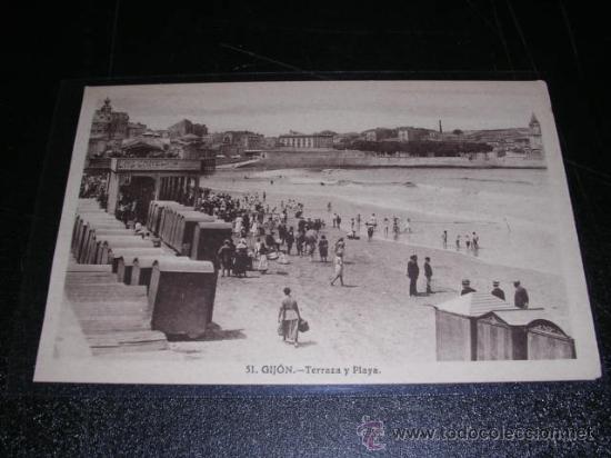 Postales: 51 - GIJON - TERRAZA Y PLAYA - Foto 1