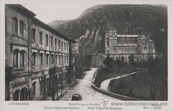 Postkarten: TARJETA POSTAL COVADONGA HOTEL PELAYO Y BASILICA ASTURIAS