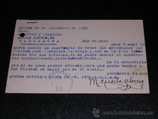 Postales: ENTERO POSTAL - AVILES 1932 - Foto 2
