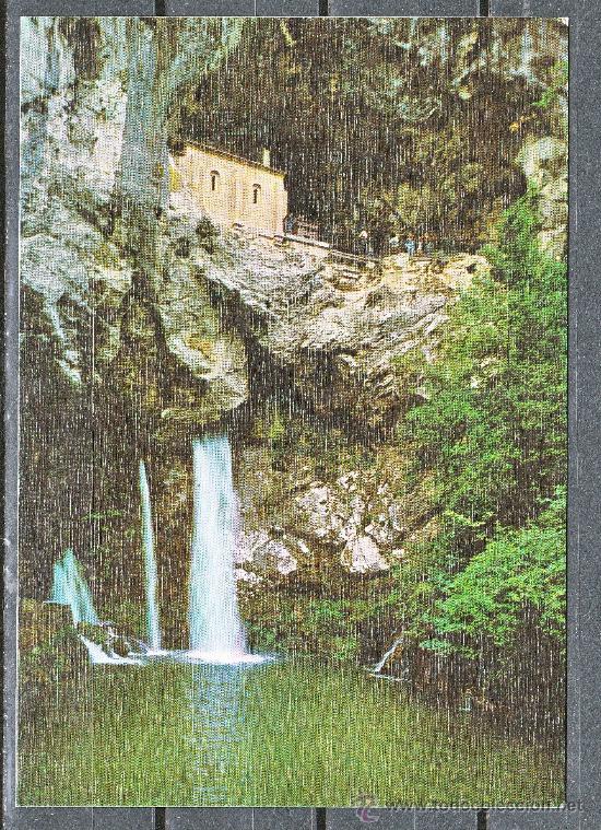 Postales: 87.- COVADONGA. GRUTA Y CASCADA - Foto 1