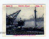 Postcards: Gijon Asturias. Cromito 4,50 x 6 cm. Musel Serie 14 num. 12. Cargando carb&oacute;n a un barco.