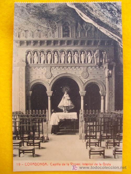 Postcards: Antigua Postal : COVADONGA - Capilla de la Virgen, Interior de la Gruta - n&ordm;19 Ed Fot Thomas 5496