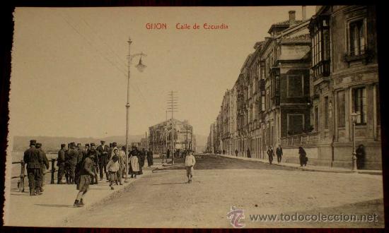 Postcards: ANTIGUA POSTAL DE GIJON - ASTURIAS - CALLE DE EZCURDIA - ED. F. MATOS - NO CIRCULADA.