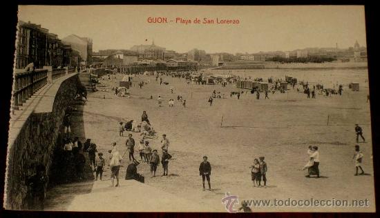 Postcards: ANTIGUA POSTAL DE GIJON - ASTURIAS - PLAYA DE SAN LORENZO - ED. F. MATOS - NO CIRCULADA.
