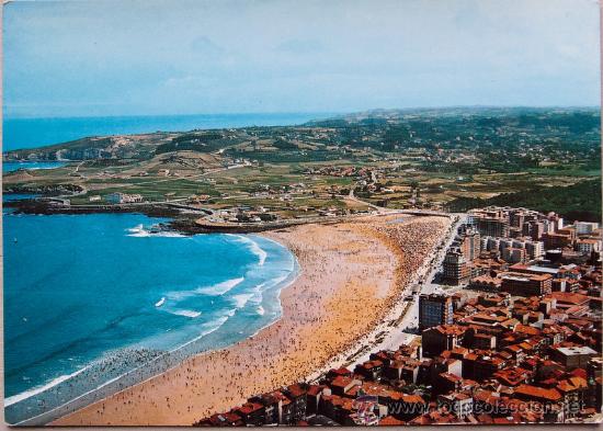 Postales: GIJON La Playa-Vista aerea - Foto 1