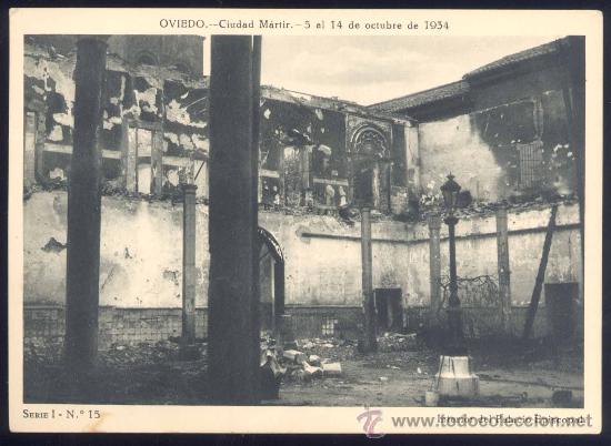 Postcards: OVIEDO.-CIUDAD M&Aacute;RTIR.-5 AL 14 OCTUBRE 1934.- INTERIOR DEL PALACIO EPISCOPAL
